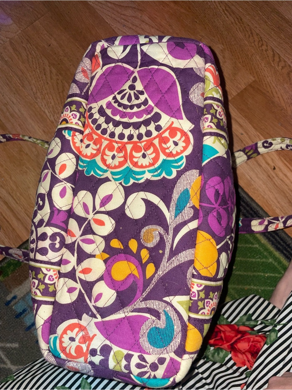 Vera Bradley Quilted Floral Shoulder Bag in Purple with Multicolor Accents - Picture 6 of 6